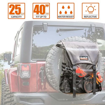 ALL-TOP Spare Tire Trash Bag, Heavy Duty Truck Tailgate Trash Bag, Cargo Storage Bag for Jeep, Truck, SUV or Car, Fit up to 40'' Tire (Rhino Grey) - color: GREY