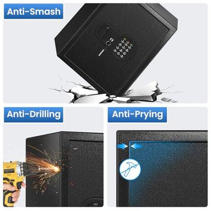 17.55'' Fireproof Safe Box with Digital Keypad, 3.2 Cu Ft Home Safe | Safes with Smart Alert, 2 Removable Shelves,Keys & Pass Code,Wall Mount,External Emergency Power and Fireproof Waterproof Bag - size: 3.2 Cubic Feet
