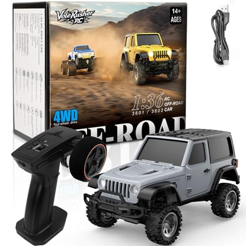 [2026 Upgrade 1/36 Mini RC Crawler, 4WD Micro Off Road Truck | Gray Micro RC Crawler, 1/36 RC Crawler Mini RC Truck Toys for Ages 8-14, Birthday Gifts for Boys Girls, RTR 2.4GHz - color: Gray