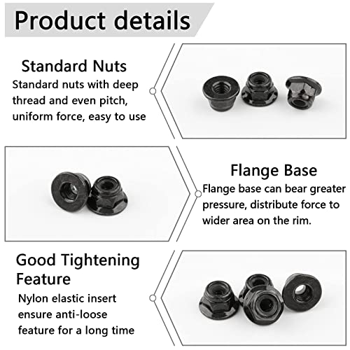 20 Pairs Hex 4mm Flange Nylon Insert Locknuts, Black | M4 Flat Washers, Small Cross Socket Wrench, For Traxxas Axial HPI TLR HSP Model, 1/10 RC Car Vehicles Wheel Replacement Parts - color: Black