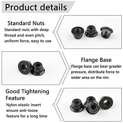 20 Pairs Hex 4mm Flange Nylon Insert Locknuts, Black | M4 Flat Washers, Small Cross Socket Wrench, For Traxxas Axial HPI TLR HSP Model, 1/10 RC Car Vehicles Wheel Replacement Parts - color: Black