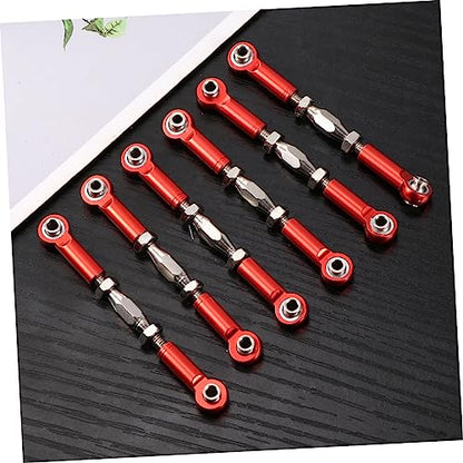 6pcs Adjustable Turnbuckle Rod Linkage for Rc Epxhsp Racing Trucks Premium Steering Rods Easy to Install Upgrade Parts Red