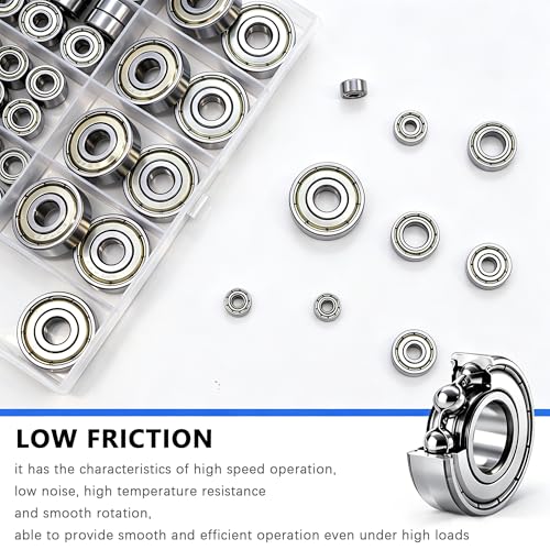 Dianrui 68 PCS 693ZZ/ 623ZZ/ 624ZZ/ 685ZZ/ 687ZZ/ 627ZZ Ball Bearings Assortment Kit, Small Bearings Carbon Steel Deep Groove Bearing, for Furniture Wheel, Roller Skates, 3D Printing and ect —6 Size - size: Assorted kit