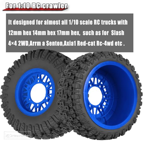 RC Wheels and Tires Truck Tires Short Course Tires for 1/10 Scale Car Arrm a Senton,Slash 2WD 4×4,Axia1,Rc 4wd,Red cat,Plastic Wheels Rubber Tires,4pcs,Navy Blue - color: Navy Blue(4pcs)