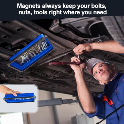Collapsible Magnetic Parts Tray Set Foldable Magnetic Tray 3 Different Size Silicone Tool Trays for Screw, Bolts,Nuts,with Magnetic Base Stores and Organizes Small Parts and Tools | Magnetic Tray with Magnetic Base 3 Different Size Silicone Tool Trays for