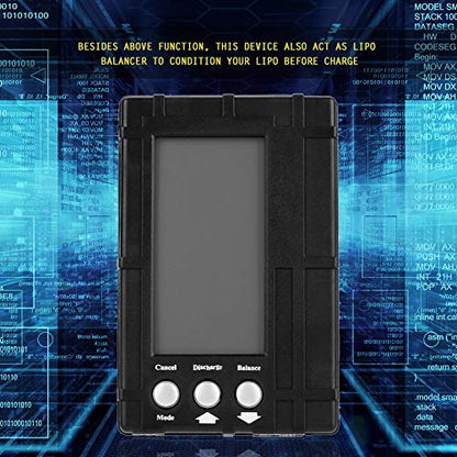 RC Battery Voltage Indicator Meter, 3-in-1 Large Screen Balance Discharger Balancer for 2~6S Li po Li Fe Battery