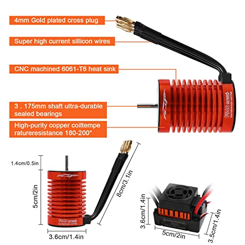 RC Motor & ESC Combo Set,1:10 F540 4370KV Brushless Motor and 60A ESC with Electric Speed Controller Program Card for 1/10 RC Off Road Car Trucks