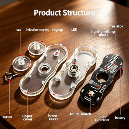 ISolderStore Soldering Projects LED Rotating Gyroscope DIY Kit 2 Leaves Gyroscope SMD Soldering Practice Kit Electronics Kit for Students