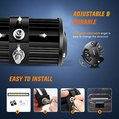 Nilight 20 Inch 420W Triple Row Flood Spot Combo Led Light Bar 4PCS 4Inch 60W LED Pods Driving Boat Lights Led Off Road Trucks Lights , 2 Years Warranty (ZH415), Black - color: 20Inch Lights + 4PCS Led Pods