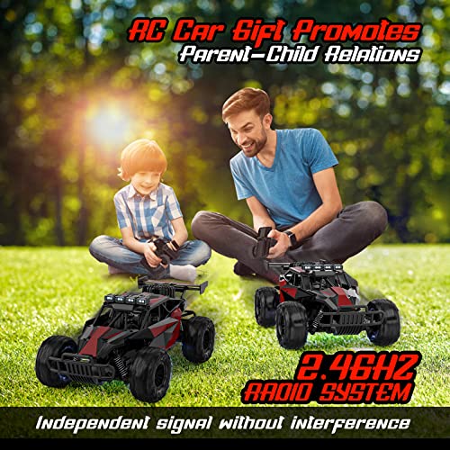 BLUEJAY Remote Control Car, 2.4GHz High Speed 33KM/H RC Cars Toys | 1:12 Monster RC Truck Off Road with LED Headlight and Rechargeable Battery Gifts for Adults Boys 8-12 - color: Burgundy Red