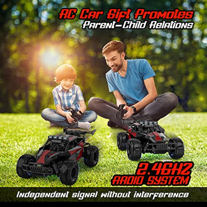 BLUEJAY Remote Control Car, 2.4GHz High Speed 33KM/H RC Cars Toys | 1:12 Monster RC Truck Off Road with LED Headlight and Rechargeable Battery Gifts for Adults Boys 8-12 - color: Burgundy Red