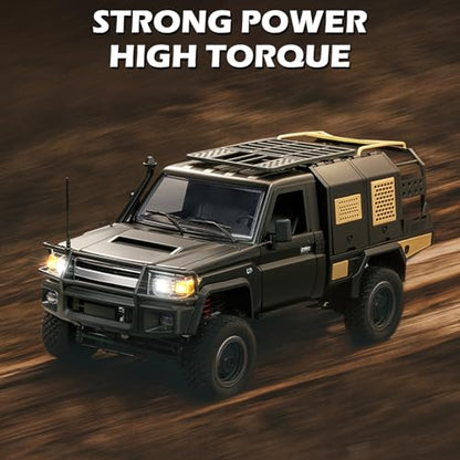 RC Crawler, 1:12 Scale MN82 New Upgrades MN-82S 4WD LC79 Land Cruiser Rock Crawler with Lights, Speed Adjustment, Upgraded Trunk 2.4GHz RTR RC Rock Truck for Teens Adults-DIY Customization