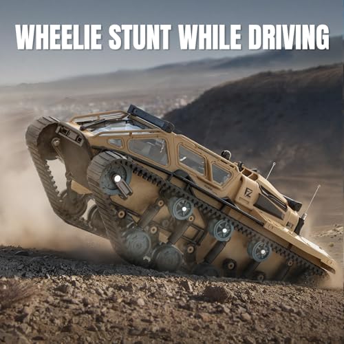 RC Tank, 1:16 Remote Control Truck for Beginners & Adults | Off-Road RC Trucks, 4WD Crawler, 360° Rotating Drifting, 2 Batteries - color: Yellow, size: 1:16