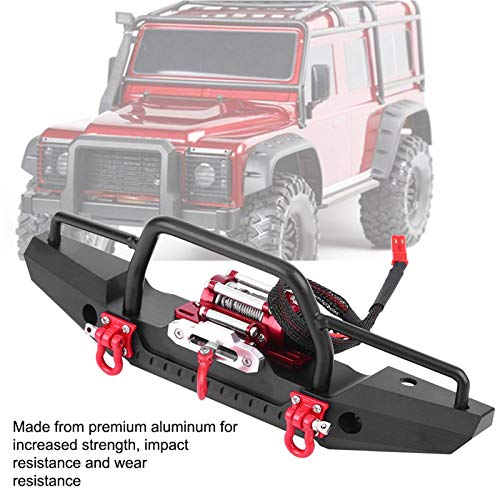 VINGVO Metal Front Bumper, RC Car Crawler Upgrade Part, Split Type Design with Winch for RC Car