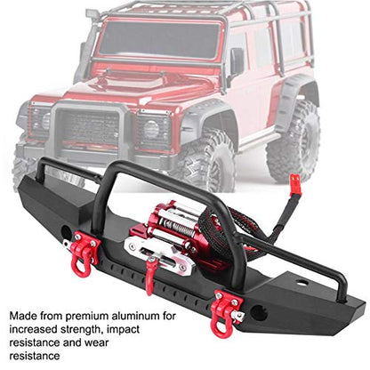 VINGVO Metal Front Bumper, RC Car Crawler Upgrade Part, Split Type Design with Winch for RC Car
