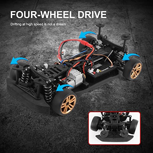 GoolRC RC Drift Car, 1:18 Scale 2.4GHz 4WD 30KM/H High Speed Remote Control Racing Car with LED Light Strip and 2 Batteries for Adults - size: 2 Batteries