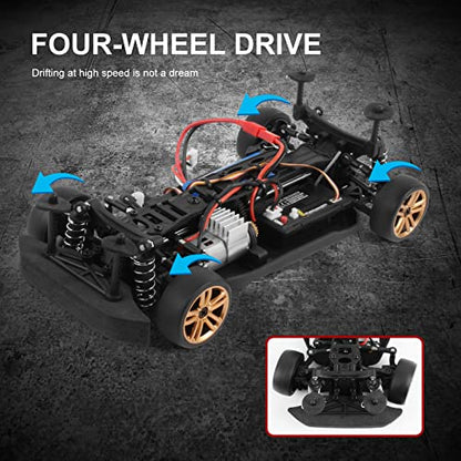 GoolRC RC Drift Car, 1:18 Scale 2.4GHz 4WD 30KM/H High Speed Remote Control Racing Car with LED Light Strip and 2 Batteries for Adults - size: 2 Batteries