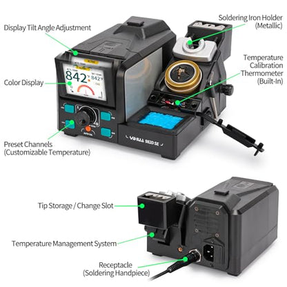YIHUA 982D SE 200W Micro Soldering Kit with Precision Soldering Iron Station with 11 Soldering Tips, Lead-Free Solder, Auto Temperature Calibration Function