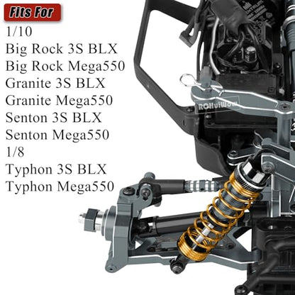RC Alloy Shocks Absorber Upgrades Part 1/10 Big Rock Granite Senton 3S BLX & Mega550,1/8 Typhon 3S BLX & Mega550,Metal Front Rear Shocks Absorber 4PCS,Titanium