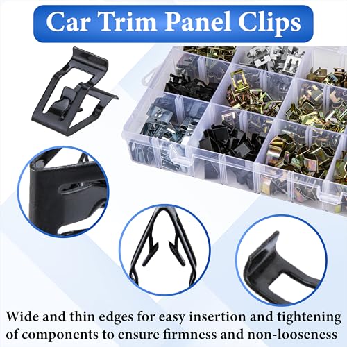 240 PCS 12 Sizes Auto Car U-Clips, Metal Trim Clips, Trim Moulding Clip Kit | Automotive Trim Moulding Fastener Clips, Universal Metal Dash Retainer Clips Replacement for Most Cars