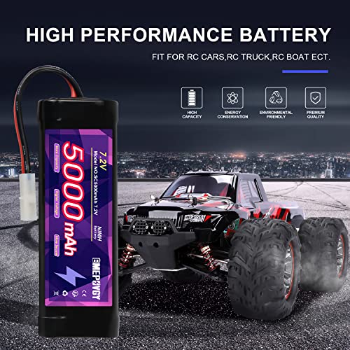 7.2V RC NiMH Battery 5000mAh Capacity Rechargeable 6-Cell Flat Battery Pack (TMY Plug) - color: 7.2V