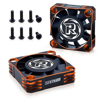 2Pack RC Cooling Fan 40mm,16000RPM 8.4V RC Car Fan for ESC and Motor Fit for 1/10 1/8 RC Car Truck(Black Orange) - style: 2pack Black Orange