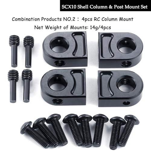 4-Pack RC Body Post Mounts with Clips, Aluminum Alloy | Corrosion-resistant, replaces stock plastic parts, compatible with 1/10 Axial SCX10 PRO AXI03028