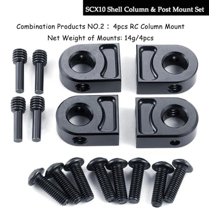 4-Pack RC Body Post Mounts with Clips, Aluminum Alloy | Corrosion-resistant, replaces stock plastic parts, compatible with 1/10 Axial SCX10 PRO AXI03028