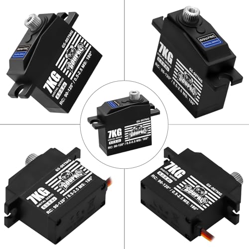 GOUPRC 7KG Micro RC Servo for 1/14 1/16 RC Car Boat DIY Robot, High Torque Medium-Aluminum Digital Servo of Metal Steel Gears with 25T Servo Horn Upgrade Servo Parts - style: 7KG Black