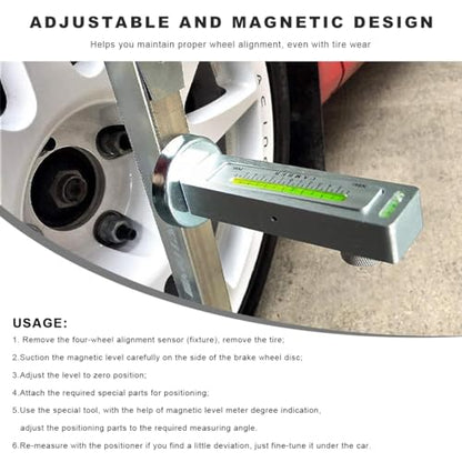 Adjustable Magnetic Gauge Tool, Camber Castor Strut Wheel Alignment Automotive Tire Repair Tool, Wheel Hub Allignment Instrument Magnetic Gauge Tool for Car RV Truck Camber (White) - color: White
