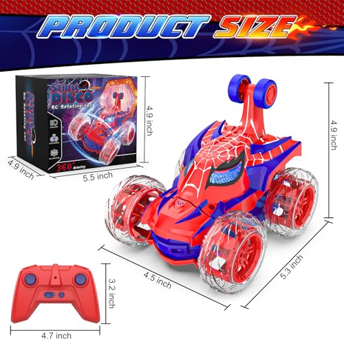 Mafbeanl Remote Control Car Stunt RC Cars 360° Rotating with 2.4GHz Rechargeable Wheel Lights Toys Car Gift for Boys 3 4 5 6 7 8 9 10 11 12 (Red) - color: Red