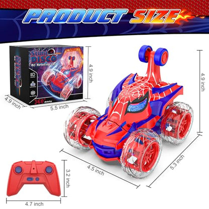 Mafbeanl Remote Control Car Stunt RC Cars 360° Rotating with 2.4GHz Rechargeable Wheel Lights Toys Car Gift for Boys 3 4 5 6 7 8 9 10 11 12 (Red) - color: Red