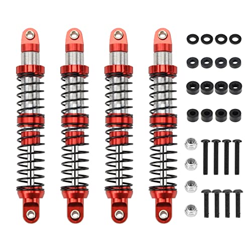 RCAWD 100mm Shock Absorber Damper Universal for a lot of 1/10 RC Cars, Full Aluminum RC Shock Upgrades, 7075 Adjustable Shocks with Spring 4pcs Hop Ups Parts Red - color: Red, size: 100mm