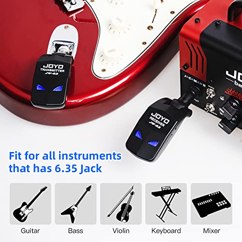JOYO 2.4GHz Wireless Guitar System Rechargeable Transmitter and Receiver 4 Selectable Channels, 5ms Low Latency, 65ft Range, Up to 8 Hour Battery for Electric Guitar, Bass & Acoustic (JW-03) - style: 2.4GHz