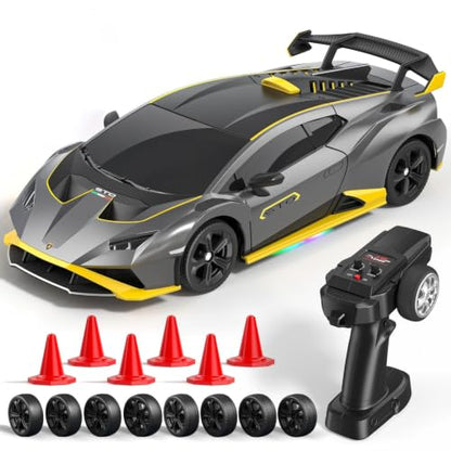 Axirata Lamborghini Remote Control Car 1:24 Scale Lambo Toy Car（Gray） | Officially Licensed Lamborghini Toy Car 25KM/H Fast RC Drift Car with LED Light 2.4GHz RC Car for Boys Girls Birthday Gifts