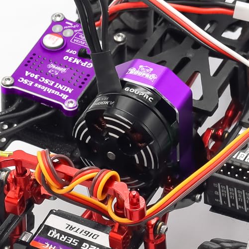 GOUPRC Upgarde 30A Brushless Esc & 2204 2400KV Brushless Outrunner Motor with Transmission and Replacement Gears Combo Kit for SCX24 RC Crawler Axial 1/24 RC Car Truck - color: Purple