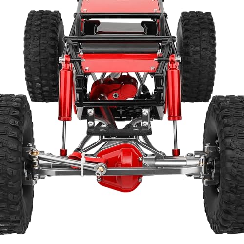 Metal DIY 330mm Wheelbase Rock Buggy Frame Chassis Crawler with SCX10 Straight Axles Nylon Tube Roll Cage for 1/10 RC Crawler Axial SCX10 Upgrades (red) - color: Red