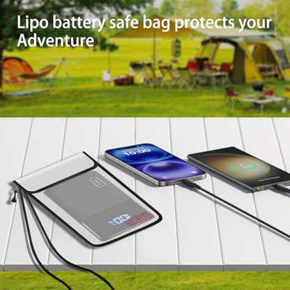 6.3"x9.85" Fireproof Lipo Safe Bag with Fireproof Zipper Fireproof Edge wrapping Fireproof wire,Home Office Travel Safe Storage for Cash Valuables Passport Power bank Lipo Battery(16 * 25cm Silver) - size: 16*25cm Silver