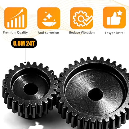 3-Pack Steel Metal 0.8M 5mm Pinion Motor Gear Sets 24T Compatible with HPI Kyosho Losi Axial Tamiya 1/8 1/10 RC Car Monster Truck Buggy, 0.8 Module Gear for Traxxsa Arrma - style: 3Pcs 24T