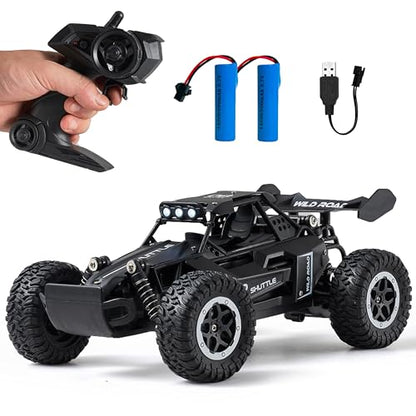 Remote Control Car RC Cars 1:16 All Terrain Monster Truck LED Headlights, Outdoor 2WD Off Road Hobby RC 2.4GHz High Speed, 20Km/h RC Car Toys Gift for Kids Boys 3 4 5-12 (Black) - color: Black