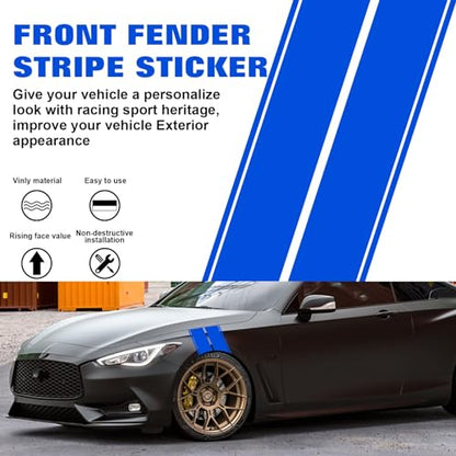x xotic tech Fender Stripes Hash Marks KK Vinyl Decal Universal for Car Truck Sticker Racing Stripe 11"x23" (Blue) - color: Blue