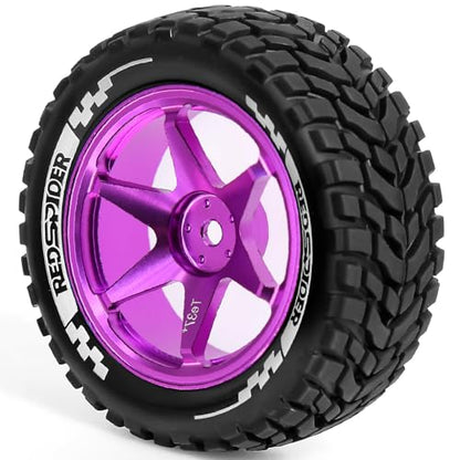 REDSPIDER Aluminum Alloy 1/10 On-Road Rally Wheel Tires 2.95" OD 12mm Hex for 1/10 Tamiya TT01 TT02 XV02 XV01 WLtoys HSP Kyosho WR8 RedCat Sakura HPI (Purple) - color: Purple