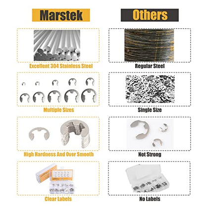 E Clips Assortment Kit 120PC External Retaining Rings Set (M1.5-M10), 10 Sizes Snap Rings Assortment Kit, 304 Stainless Steel Retaining Rings Collection for Shaft Maintenance - size: 120PCS
