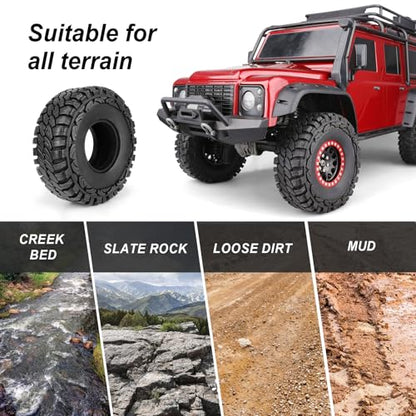 Hobbypark 4.4 Inches Tall RC 1.9 RC Crawler Tires Soft Rubber Good Grip for 1/10 Scale TRX4 Axial SCX10 Redcat Gen 8 RC4WD Rocks Mud Dirt fit 1.9 Beadlocks Wheels w/Foam, 4PCS
