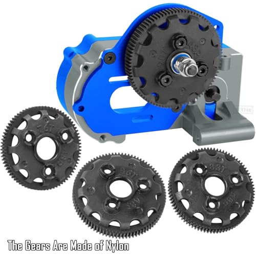 Aluminum Transmission Gearbox w/Gear Upgrades Part for 1/10 Slash 2WD (VXL),Rustler 2WD (VXL),Stampede 2WD (VXL),Bandit 2WD (VXL),Navy Blue - color: Navy Blue - (Upgrades)