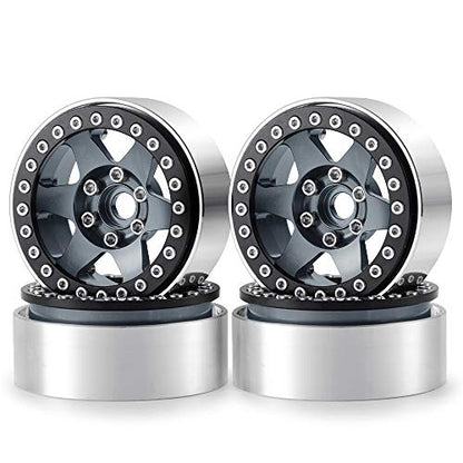 4pcs Aluminum Alloy 1.9" Beadlock Wheels Rims for 1/10th RC Crawler Car Axial SCX10,SCX10 II,TRX4 (Titanium) - color: Titanium