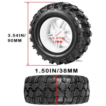 RC Wheels and Tires Off Road Monster Truck TRX E-REVO Summit HPI SAVAGEGT-2XS REDCAT Volcano-16 for 1/12 1/14 1/16 E-REVO RC 16208 16209 16210,Rc Plastic Wheels,White - color: White- (Rc Wheelstires)