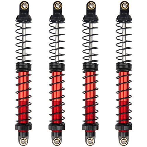 4Pcs Vgoohobby Metal Shocks Absorber Adjustable Dampers Compatible with Axial SCX10 Traxxas TRX4 D90 90046 Redcat Gen7 1/10 RC Crawler Car (Red,120mm)