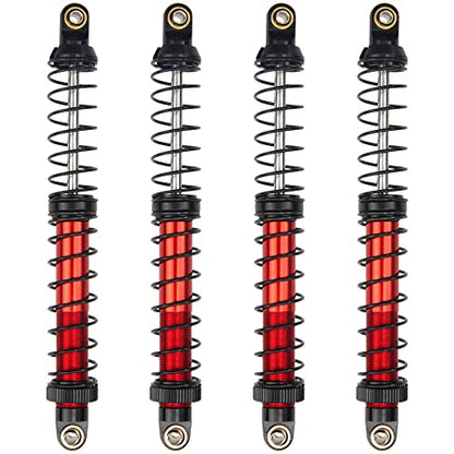 4Pcs Vgoohobby Metal Shocks Absorber Adjustable Dampers Compatible with Axial SCX10 Traxxas TRX4 D90 90046 Redcat Gen7 1/10 RC Crawler Car (Red,120mm)