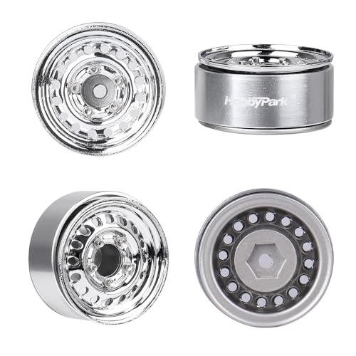 HobbyPark 1.0 Beadlock Wheels Negative Offset Stamped Steel Beadlock 1.0" Wheels 1.0 Beadlocks with Wheel Nut Wrench for 1/18 1/24 RC Crawler TRX4M 1/24 SCX24 FCX24 Upgrades Parts